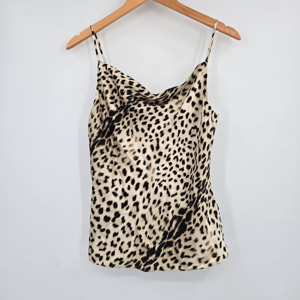 L'AGENCE Kay Cowl Tank Golden Rod Leopard Silk Charmeuse‎ Camisole XS 40097SVS